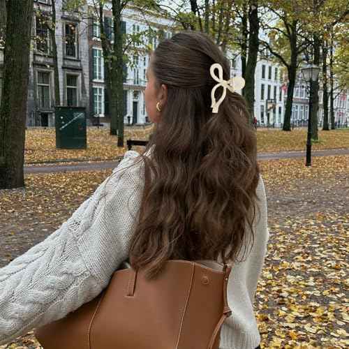 Butterfly Hair Clips and Bows Set - 3Pcs 5 Inch Trendy Claw Clips for Thick Hair, Pink Ribbon Clips, Coquette Hair Accessories