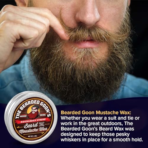 Ridiculously Strong Mustache and Beard Wax for Men | All Day Style Control to Tame Facial Hair | All Natural Handlebar Moustache Wax - 1oz (30ml)