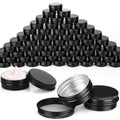Moxweyeni 150 Pack 0.5 oz Tin Jars, 15ml Metal Tin Cans, 1/2 Ounce Aluminum Tins Containers with Screw Lids, Small Round Metal Tins for Salve, Balms, Toiletries, Creams, Samples (Black)