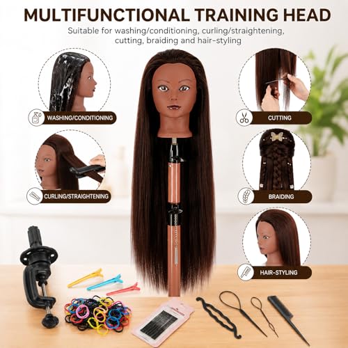 28" Mannequin Head with Hair & Clamp for Styling Practice