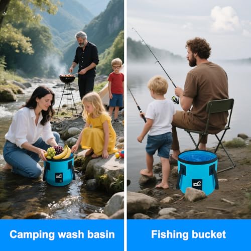5 Gallon Collapsible Bucket with Handle - Portable Car Wash