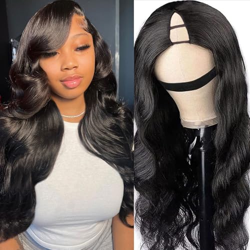 V Part Human Hair Wig Body Wave V Part Wig Human Hair for Black Women 14 Inch Glueless Wigs Clip Upgrade Natural Beginner Friendly Middle Part 200% Density