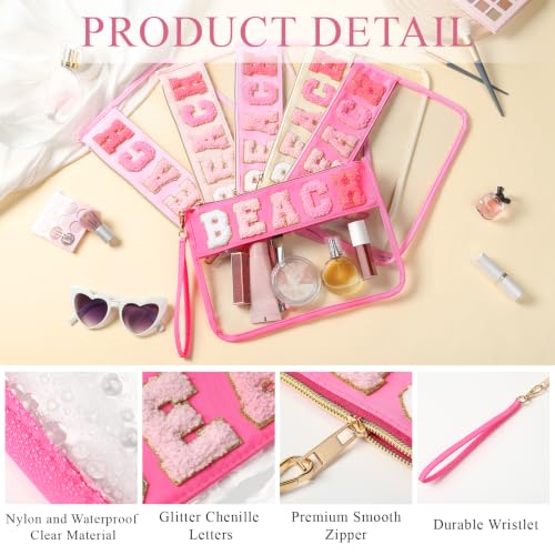 Chenille Letter Zipper Pouch 12-Pack - Clear PVC Beach Bag