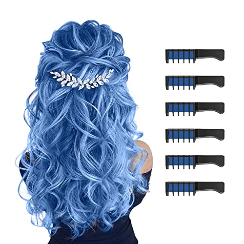 Blue Hair Chalk for Kids - 6 Washable Temporary Color Combs