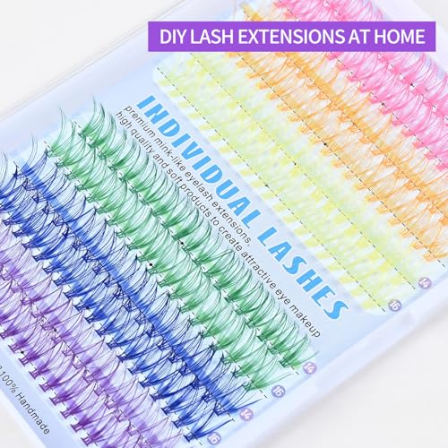 D Curl Colored Lash Clusters 20P 240 Pcs Faux Mink 14-16mm