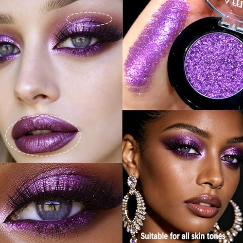Purple Glitter Eyeshadow - Long Lasting Waterproof Shimmer