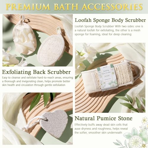 MAYICIVO Sage Green Bergamot Jasmine Spa Gift Basket for Women - Self Care Kit