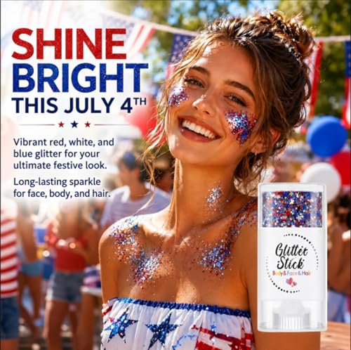 Red White Blue Glitter Stick for 4th of July & Patriotic Events