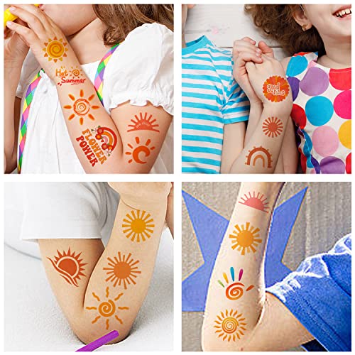 Sun Temporary Tattoos Party Favors - 192 PCS (16 Sheets)