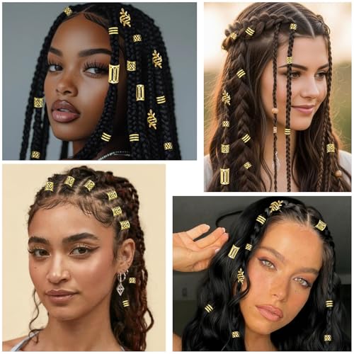 Gold Hair Cuffs for Braids - 100 Piece Set