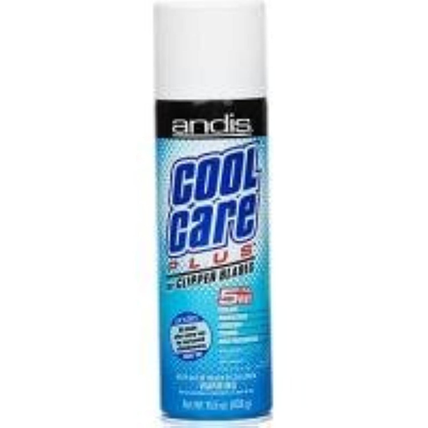 Andis 12750 Cool Care Plus 5-in-1 Clipper Spray, 15.5 oz Can, Blade Care and Treatment, Blue (Pack of 2)