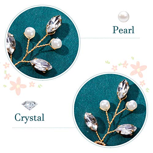 Pearl & Rhinestone Bridal Hair Pins Gold (6 Pieces)