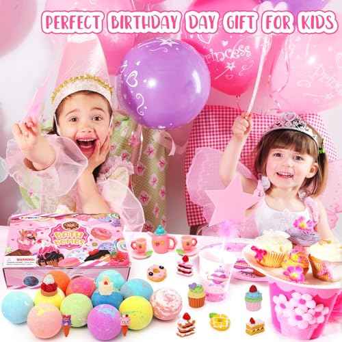 Bath Bombs for Kids Bath Bomb Gift Set Natural Bubble Bathbombs Fizzy Spa Bath for Kids Girls Birthday Valentines Day Gift