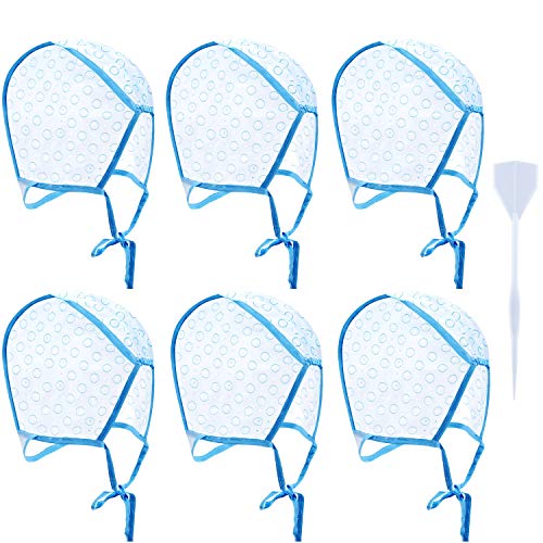6-Piece Hair Highlighting Cap Set with Plastic Hook for Easy Dyeing
