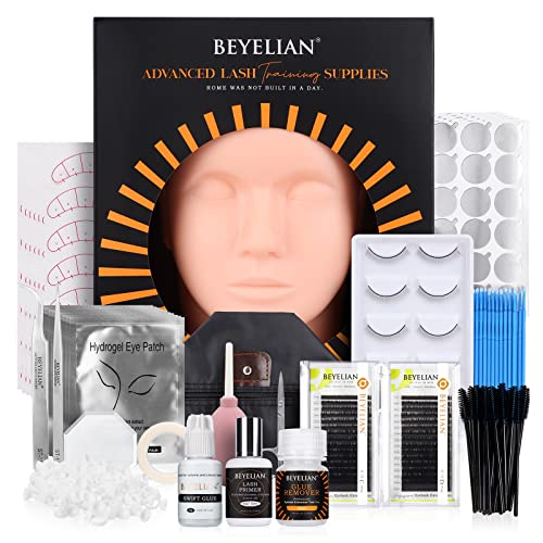 Eyelash Extension Kit,with lash Mannequin Head Lash Practice training kit Professional lash extension supplies Tool for Lash Training by BEYELIAN