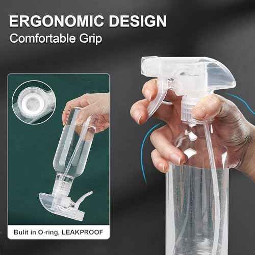 Plastic Spray Bottles 12oz 2 Pack Adjustable Mist/Stream Spraying Heavy Duty Square Water Spray Bottles for Hair, Cleaning Solutions, Plants£¬Essential Oils (Clear)