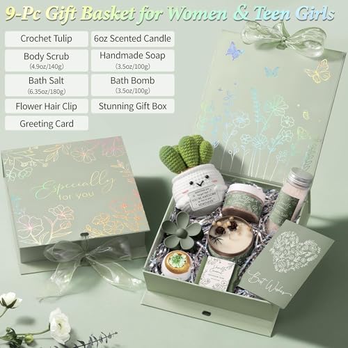 Spa Gift Basket for Women - 9-Piece Vanilla Coconut Bath Set
