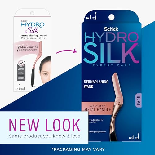 Schick Hydro Silk Dermaplaning Wand with 6 Blades & TrimStyle Razor with Bikini Trimmer, 5 Blades, 3 Refills