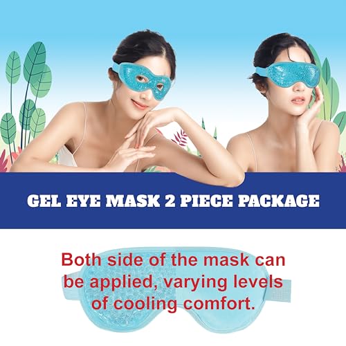 USA Merchant - 2PCs Cold & Hot Eye Therapy Mask, Cooling Eye Mask for Dry Eyes, Headaches, Eye Stress, Dark Cicles, Reusable Cold Compress and Refresh (2 PK Eye Mask)