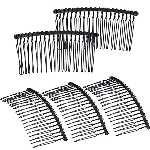 Hicarer 5 Pack Black Metal Hair Combs with 20 Teeth for Veils