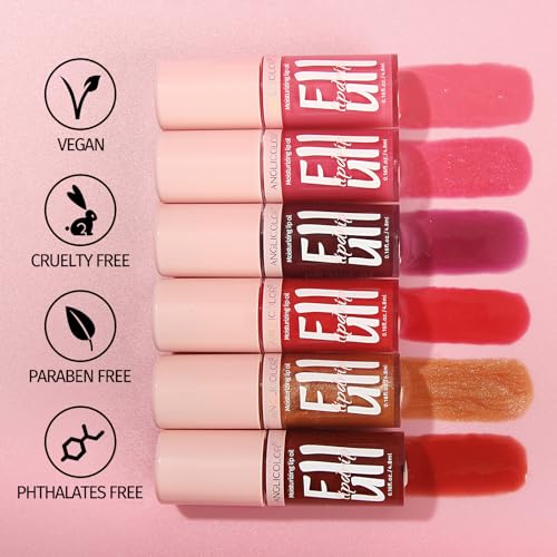 Anglicolor Lip Glow Oil - Hydrating Tinted Lip Gloss, 2PC Set