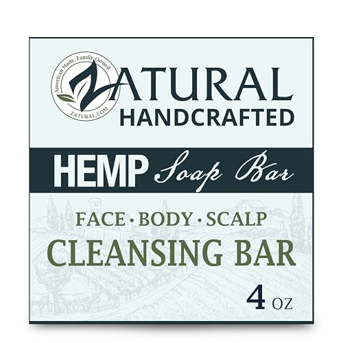 Zatural 100% Natural Hemp Bar Soap | Gentle Cleansing & Moisturizing Body Soap with Pure Botanical Ingredients | Rich Lather Formula (1 Bar)