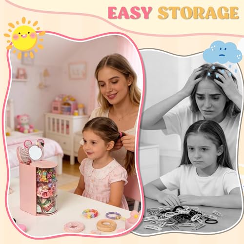 Azurphoric Rotating Hair Accessory Organizer - 3-Layer Pink