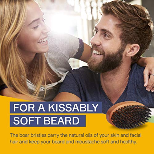 Seven Potions Beard Brush For Men With 100% First Cut Boar Bristles. Made in Pear Wood With Firm Bristles To Tame and Soften Your Facial Hair