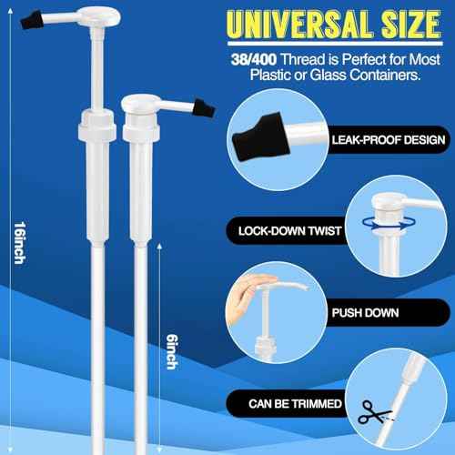 12 Pcs 5 Gallon Pump Dispenser 38-400 1 oz Dispenser Pump for Large Gallon Bucket with 50cm Extended Tube, Cap to Avoid Dripping, Great for Shampoo, Conditioner, Bleach Liquid, Laundry, Detergent, Oil