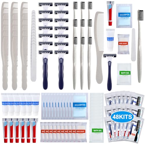 Suclain 48 Sets Hygiene Kits for Homeless in Bulk Homeless Basic Toiletry Kits Care Package Supplies Individually Packed for Men Women Travel Charity Hotel Business