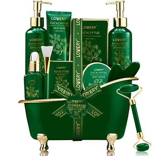 Christmas Gifts for Women & Men Who Have Everything, Eucalyptus Spa Gift Baskets for Mom, 16pc Bath Gift Set for Birthday Gifts for Women, Body Self Care Set for Pampering & Relaxation Basket