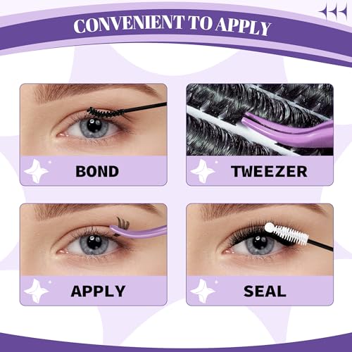 Volume Lash Clusters Kit 360Pcs 60D+80D with Bond & Remover