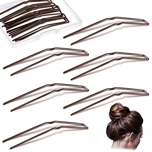 36 Pieces U Shaped Hair Pins Ballet Buns Bobby Pins U Hair Styling Pins Metal U Bun Hair Pins for Updo Bun Bobby Pins for Women Girls Lady Thick Thin Long Curly Hair(Brown, 3 Inches)