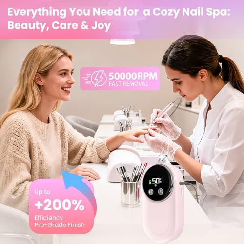 FLORAVIC Electric Nail Drill 50000RPM Cordless Manicure Machine