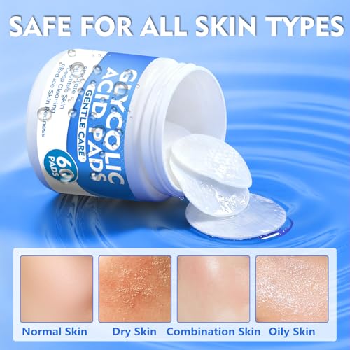 Tiepetly Glycolic Acid Pads (60 Count), 20% Ultra Pure Glycolic + 2% Salicylic Acid, Exfoliating Pads Resurfacing with Vitamin C&E, Deep Cleaning for Face and Body