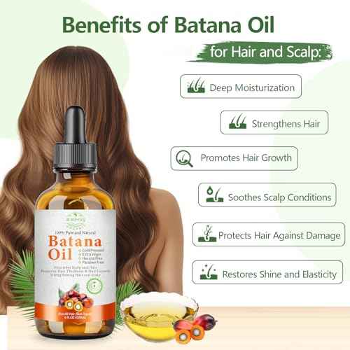 Batana Oil for Hair Growth Organic Raw Batana Hair Oil Natural Cold Pressed Pure Glass Bottle Oils to Thicken Brows, Repair Hair & Scalp, Fights Frizz, All Hair Types (2 fl oz) by MMPANG