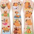 Cute Capybara Temporary Tattoos - 8 Sheets, 200+ Stickers
