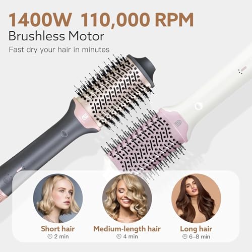2-in-1 Blow Dryer & Hair Straightener Brush, Ionic Ceramic