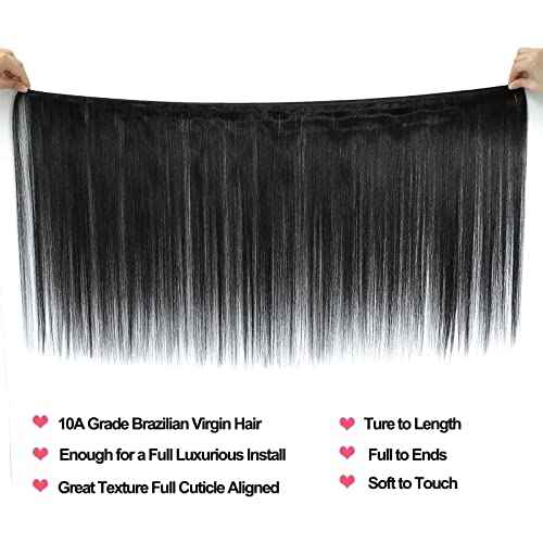 Straight Bundles Human Hair 18 20 22 Inch 3 Bundles 100% Unprocessed Brazilian Virgin Human Hair Straight Weave Bundles Natural Color