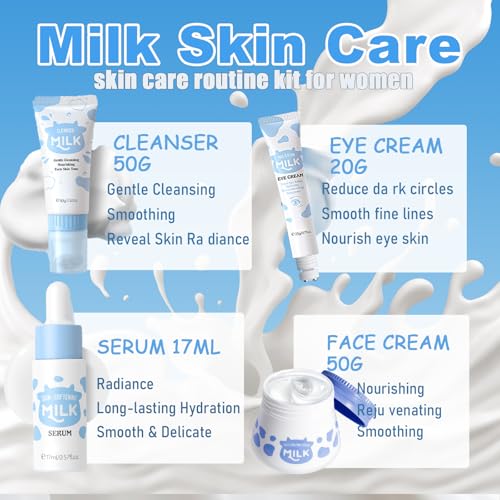 Milk Skin Care for Kids Teens Birthday Christmas Gifts - Girls Skin Care for Kids Age 8-12 - skin care for Teens 10-12 -Skincare for Girls 10-12 - Skincare Set for kids 8-9 - Gifts for Teenage girls