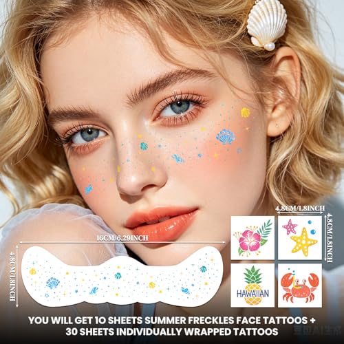 Cerlaza 40 Pc Waterproof Glitter Temporary Tattoos & Freckles