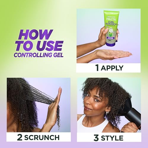 Garnier Fructis Style Curl Scrunch Controlling Gel for Shape & Shine, 6.8 Fl Oz, 3 Count (Packaging May Vary)
