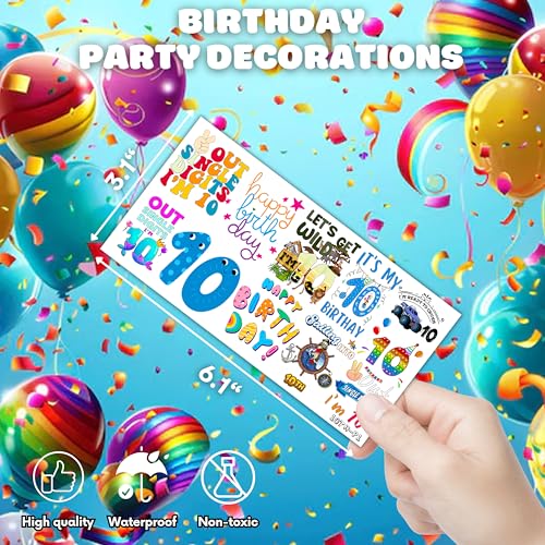 100 Pcs 10th Birthday Temporary Tattoos for Kids