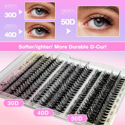 Lash Clusters Kit, DIY Eyelash Extensions 9-16mm, 280pcs D Curl Fluffy