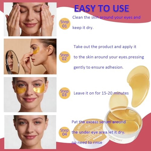 Under Eye Patches Masks - for Puffy Eyes, Dark Circles, Eye Bags and Wrinkles with Collagen & Hyaluronic Acid Hydrogel Under Eye Mask for Women and Men