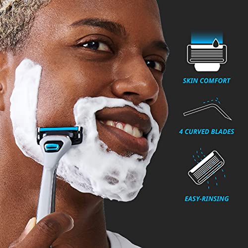 DORCO Pace 4 Pro Razors for Men with Four Blade Cartridges - Smooth Shaving Razor System for Close Comfortable Results - 16 Refill Cartridges, No Handle