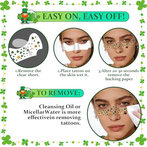 28 PCS St Patrick's Day Face Temporary Tattoos
