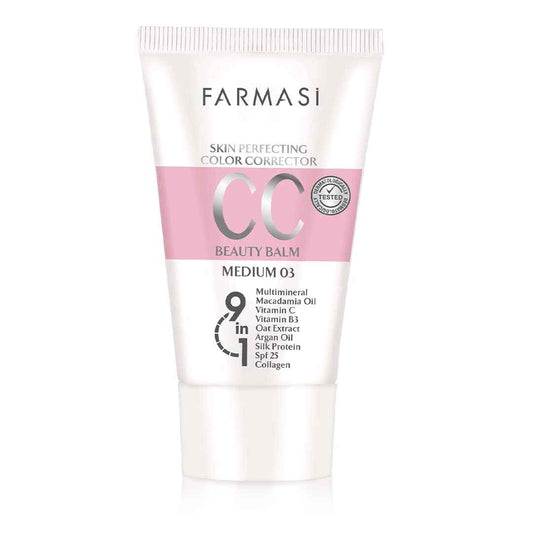 FARMASi CC Color Control Cream, Natural and Flawless Finish, Enriched Formula with Multimineral & Spf 25+, All-Day Hold, All Skin Types, 1.7 fl. oz, Medium