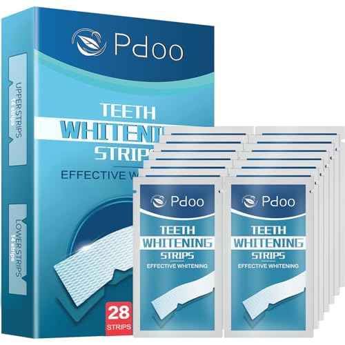 Teeth Whitening Strip 14 Treatments - Whitening Strips for Sensitive People, Fast Remove Smoking, Coffee, Wine Stains, Teeth Brightening Kit Pack of 28 Non-Slip Strips