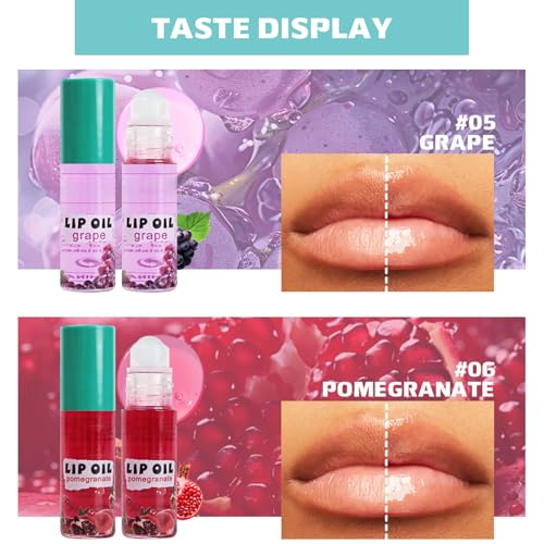 6PCS Roll On Lip Gloss Set, Fruit Flavored Lip Oil Make up for Teens and Girls, Hydrating & Moisturizing Lipgloss, Clear Lip Gloss for Women, Vegan & Cruelty-Free